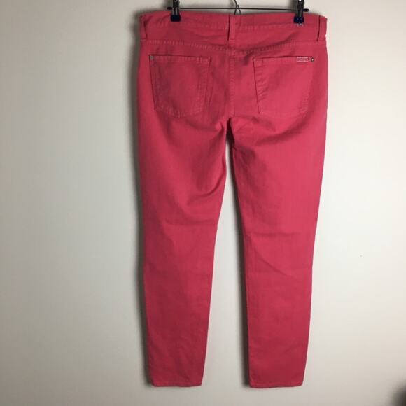 7 For All Mankind Jeans The Slim Cigarette Distressed Peony Pink - Picture 5 of 12